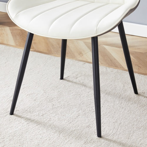 CYDD Extended Seat Cushion PU Dining Chair Set — 4-Pack (Dark Gray & White Splice)