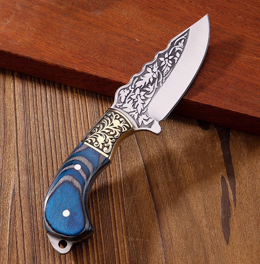 Blue Carved Fruit Knife