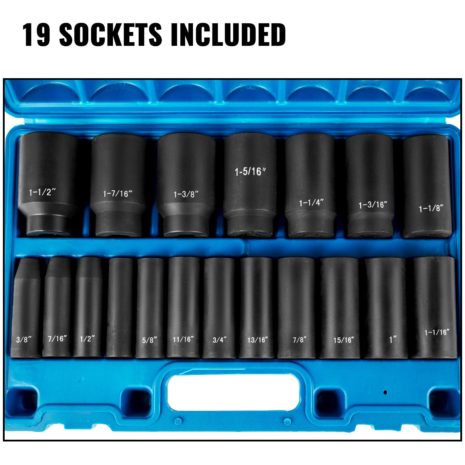VEVOR 19-Piece 1/2" Drive Impact Socket Set with Storage Cage