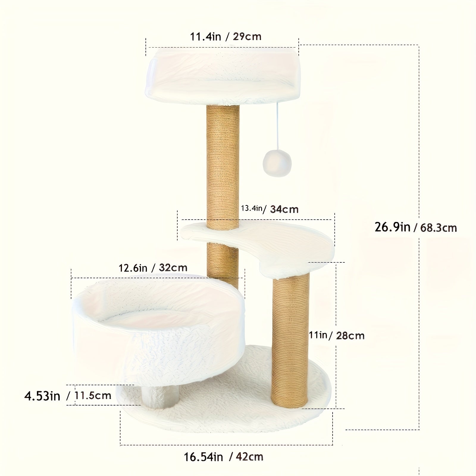 Luxury Cat Tree With Scratching Posts - Easy To Assemble, Wooden Fiber Structure, Suitable For Cats