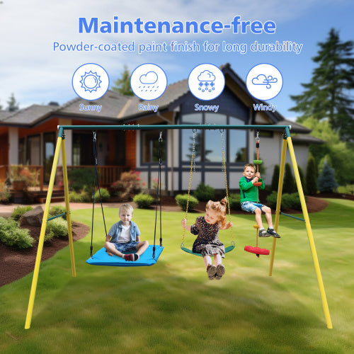 CYDD 3‑in‑1 Indoor/Outdoor Metal Swing Set with Safety Belt