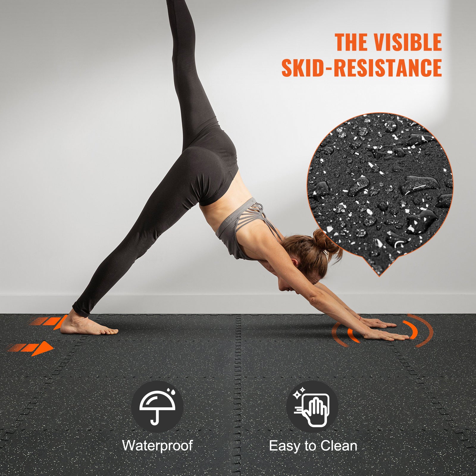 VEVOR 25 PCS Thick Gym Floor Mats – 24" x 24", 14mm EVA Foam & Rubber Top, 100 sq.ft Coverage