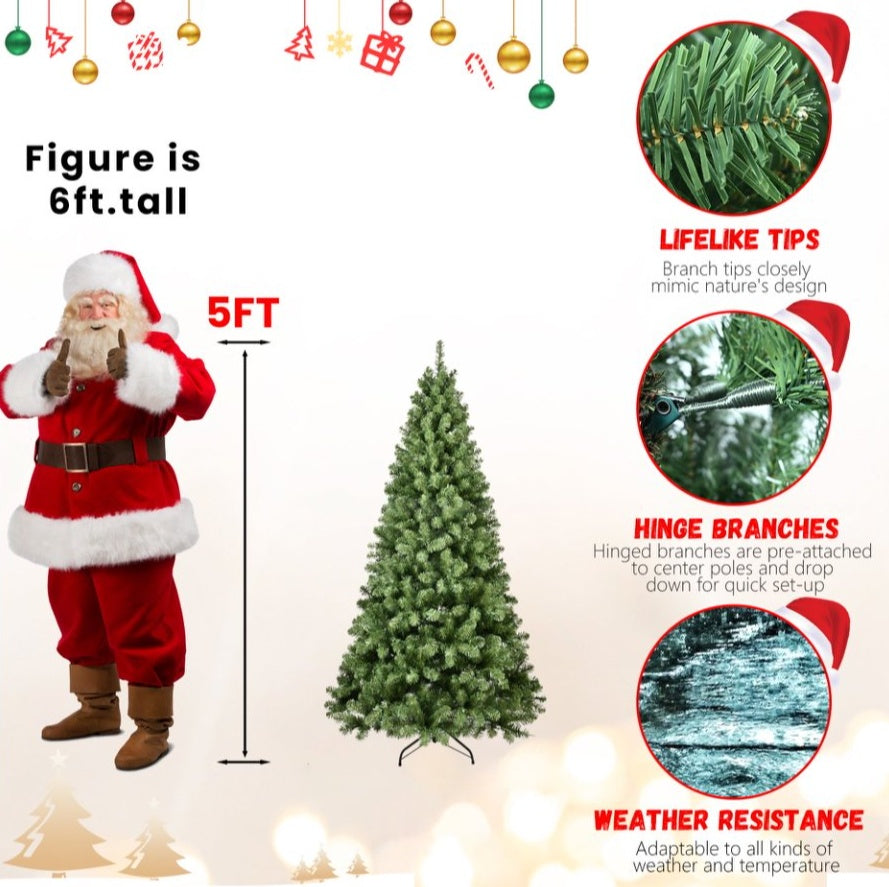 Prelit PVC Memory Wire Christmas Tree — 5 / 6 / 7 / 8 / 9 ft
