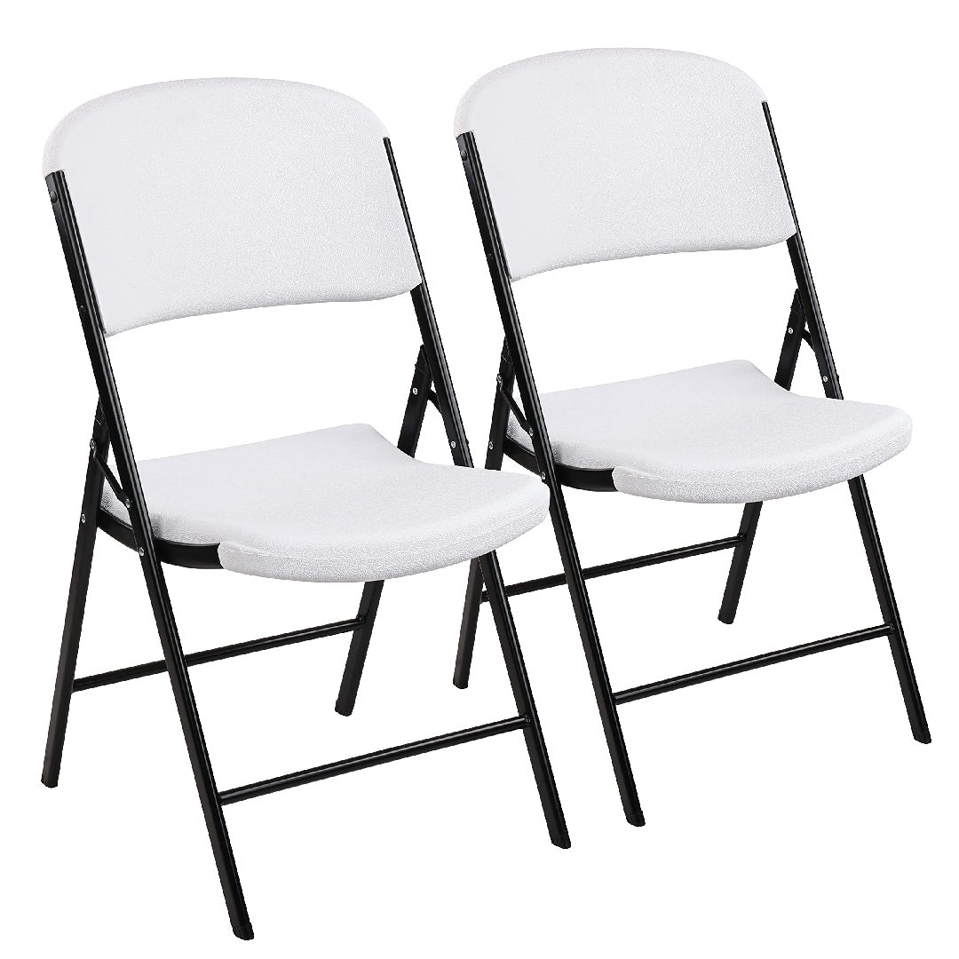 Only Supports Self Pickup  Black & White Folding Chair - Iron Frame & Plastic Seat