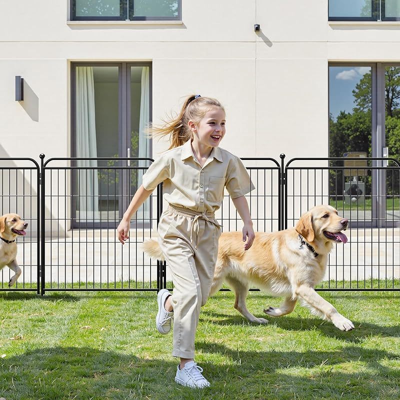 Gardner Pet Dog Fence — Foldable Indoor & Outdoor Playpen for Small & Medium Dogs with Gravity Automatic Lock