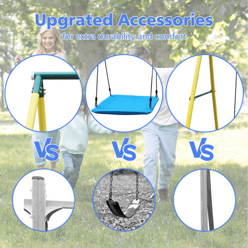 CYDD 3‑in‑1 Indoor/Outdoor Metal Swing Set with Safety Belt