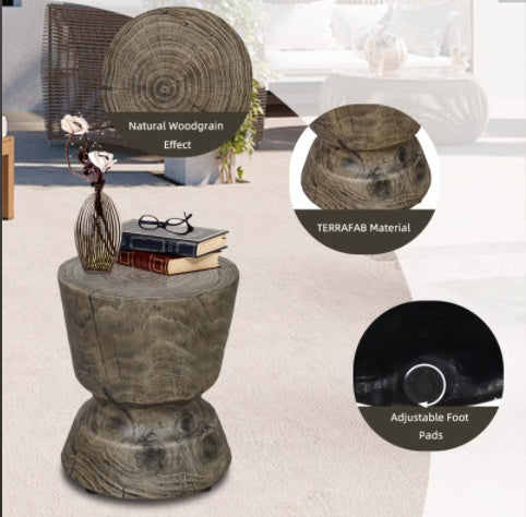 yoonyo 14.6 x 17 in Wood Grain Decorative Side Table