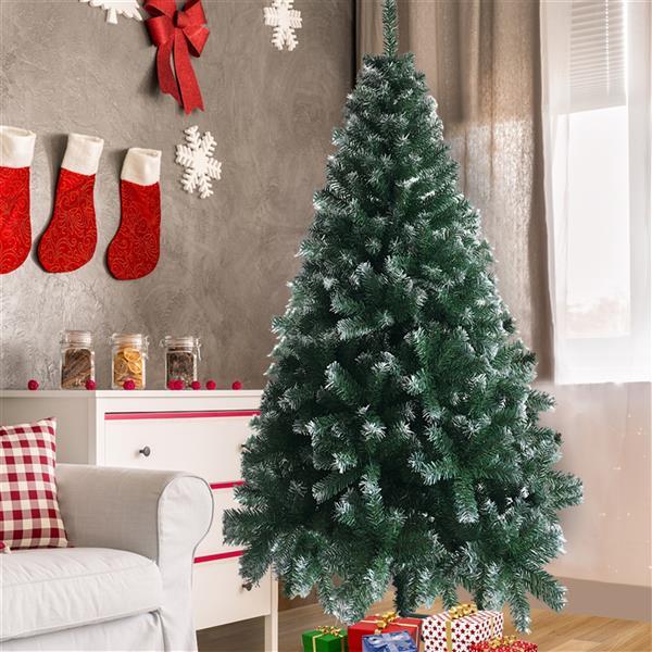 6FT Green & White PVC Christmas Tree — 650 Tips, Iron Base