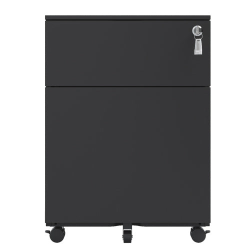 CYDD 2-Drawer Mobile Steel File Cabinet with Lock — Fits Letter/A4/Legal, Black