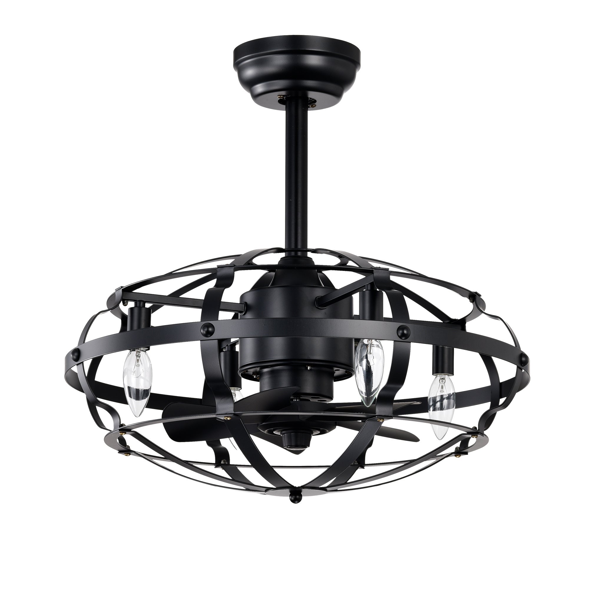 Hot Sell Industrial 18" Caged Ceiling Fan Light Kit - Matte Black