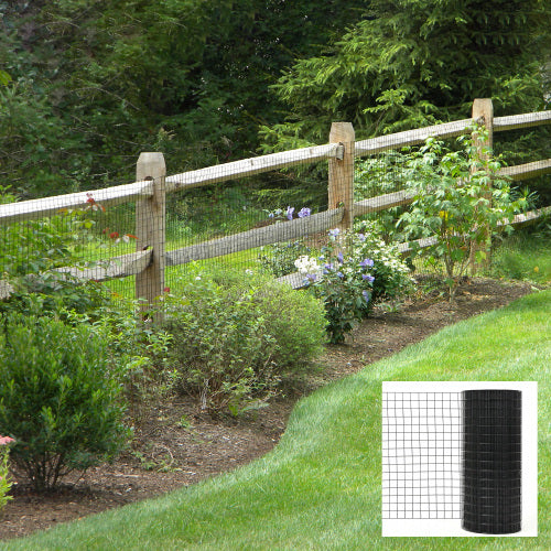 24in x 50ft Black Vinyl-Coated Hardware Cloth 2" x 3" 16GA Welded Wire Mesh Fence