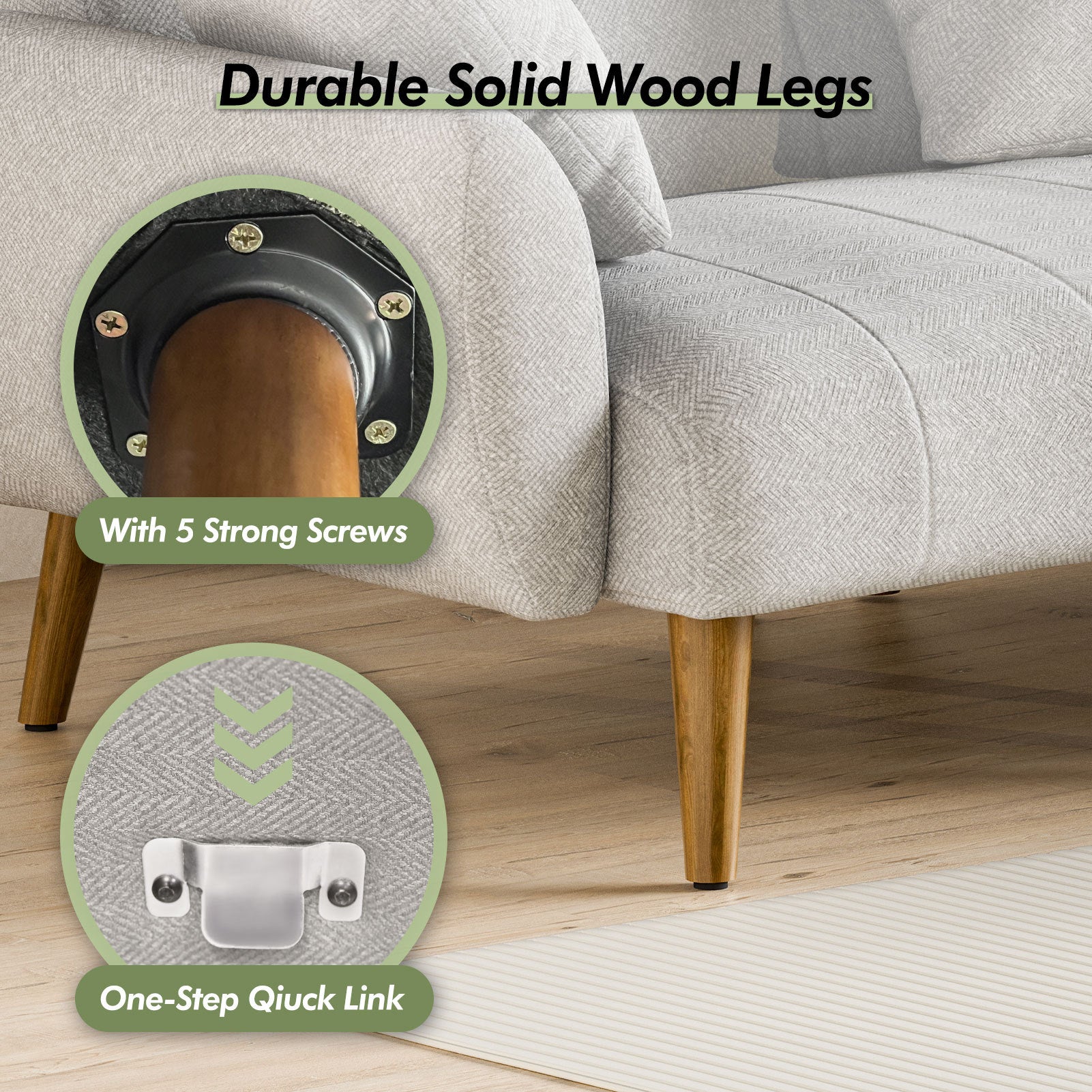 4 - Piece Upholstered Sectional Sofa Bed (Modular, Adjustable Backrests)