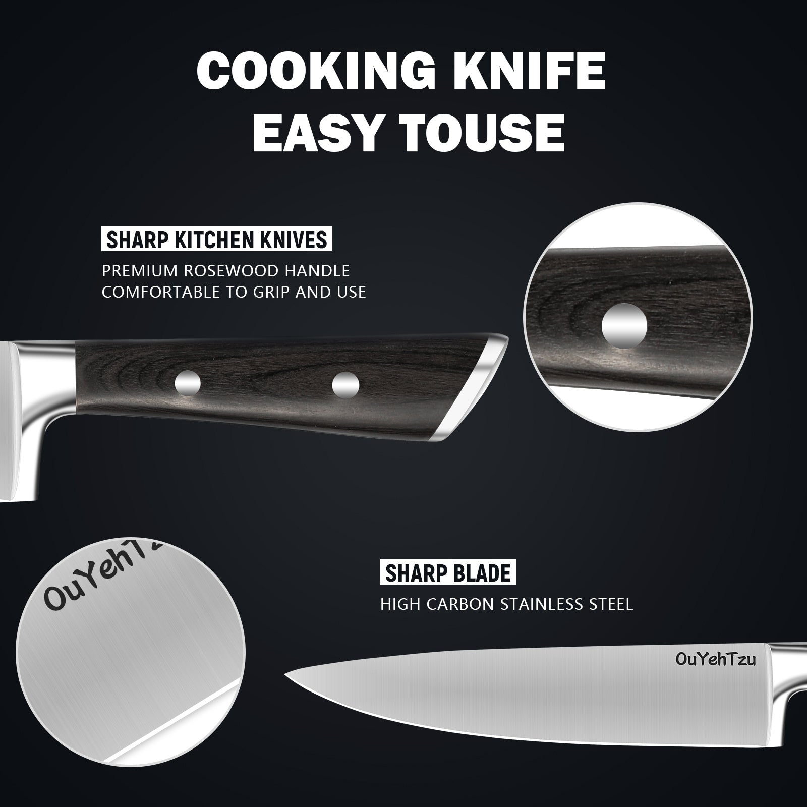 8 Inch Chef Knife, Sharp Japanese High Carbon Steel Kitchen Knives, Professional Cooking Knife With Sandalwood Handle