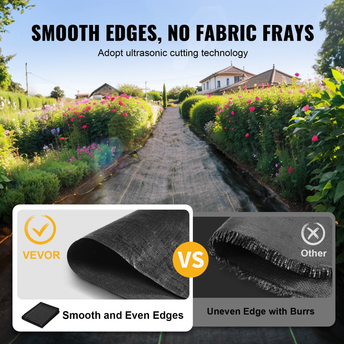 VEVOR 5.8 OZ Heavy Duty Garden Weed Barrier Fabric – 100ft x 4ft, Black