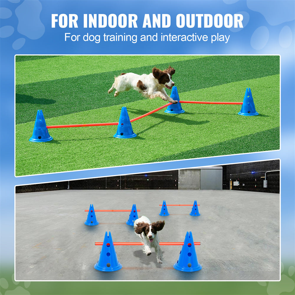VEVOR Dog Agility Hurdle Cone Set 6 PCS Kit - 12 Cones & 6 Agility Rods with Bag