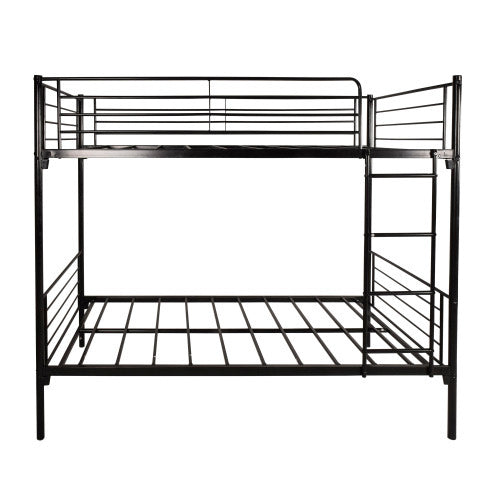 Twin-Over-Twin Bunk Bed With Metal Frame And Ladder, Space-Saving Design, White