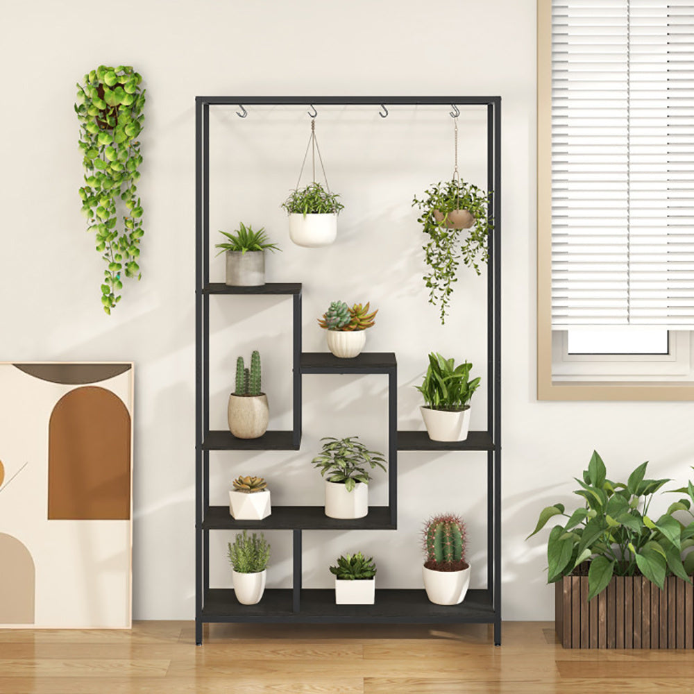 6-Tier Tall Plant Stand 71 Inch Metal Indoor Plant Shelf With 10 Hanging Hooks