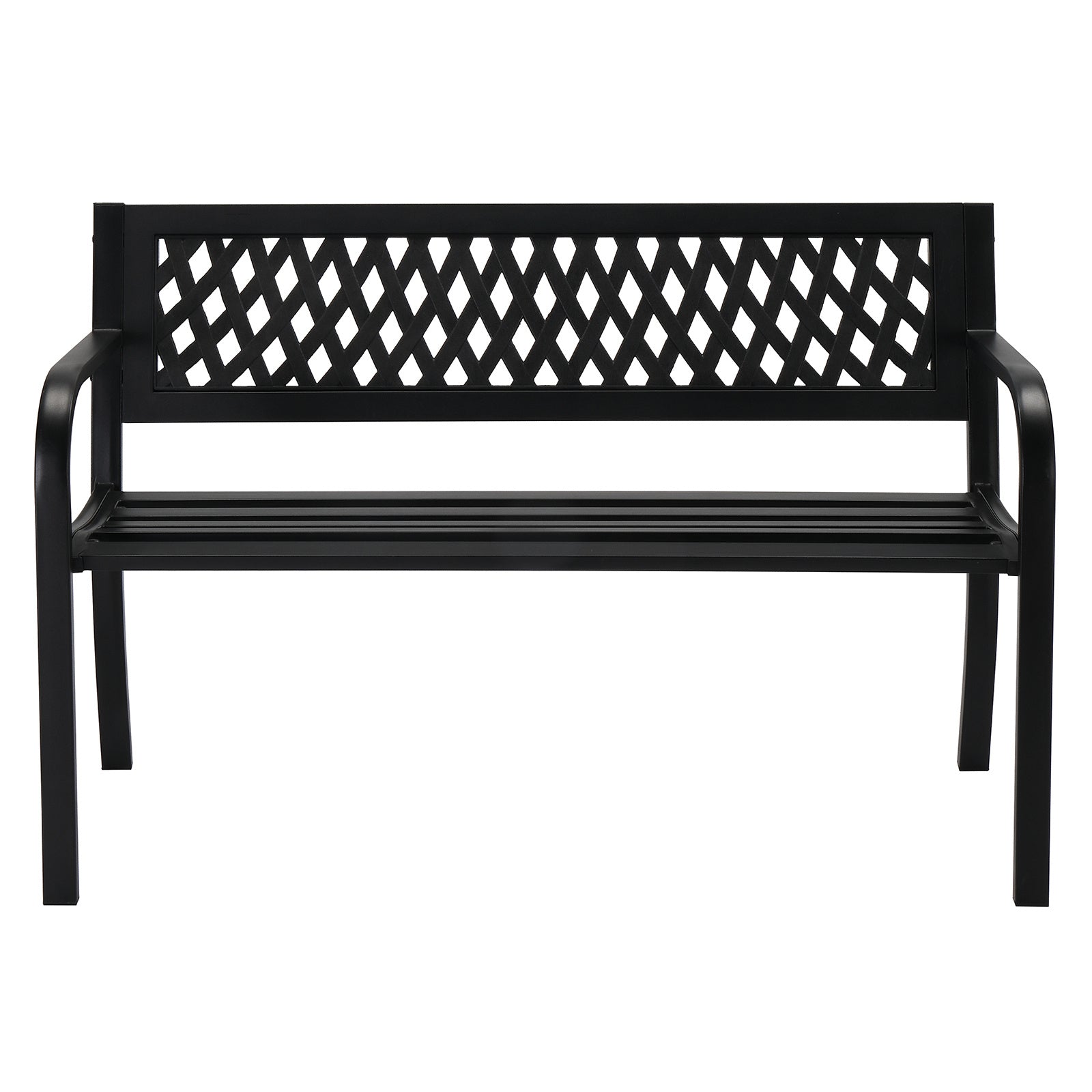 47 Inch PVC Mesh Backrest Black Iron Bench
