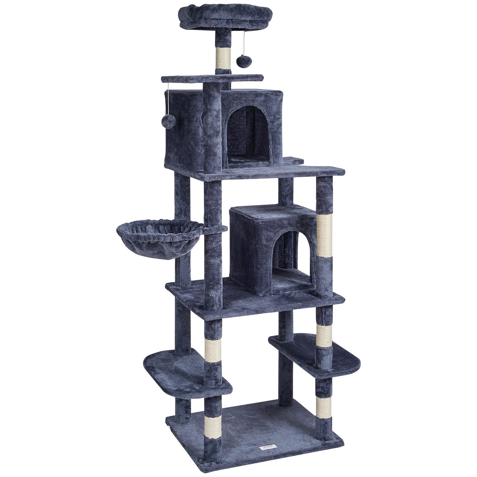 VEVOR Cat Tree Cat Tower With Cat Condos Sisal Scratching Post Dark Grey