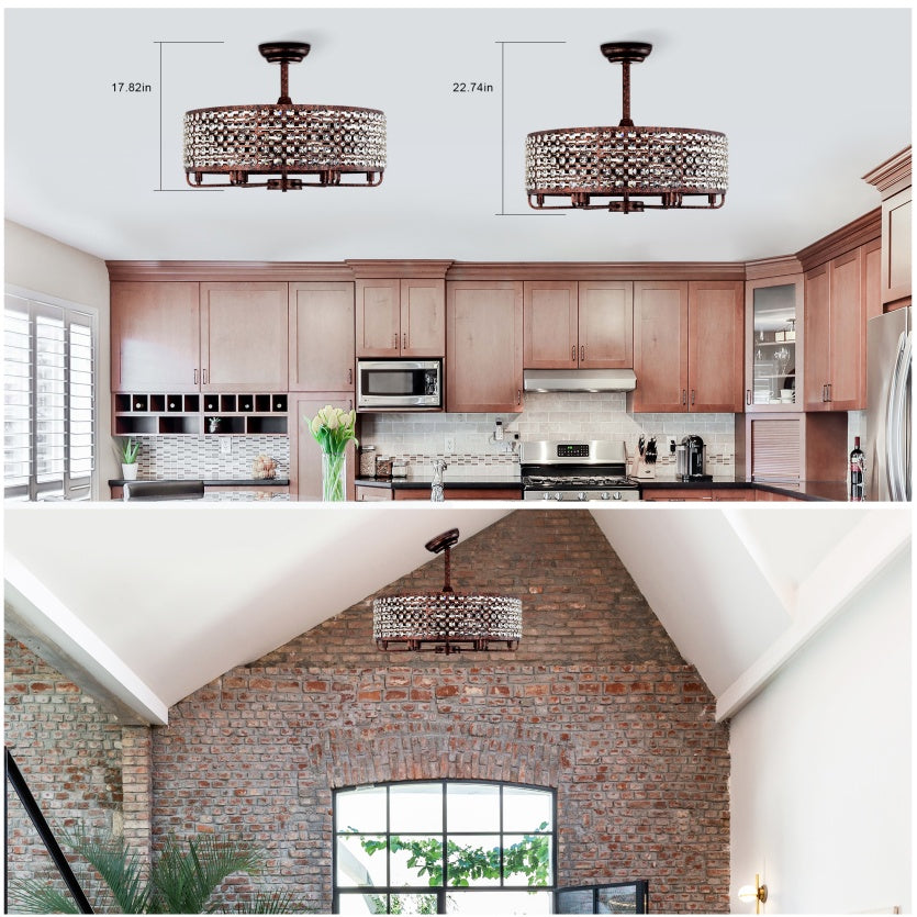 Dia 26 8 Inch Chandelier Ceiling Fan Crystal Shade Remote 3 Abs 4 Light - View 3