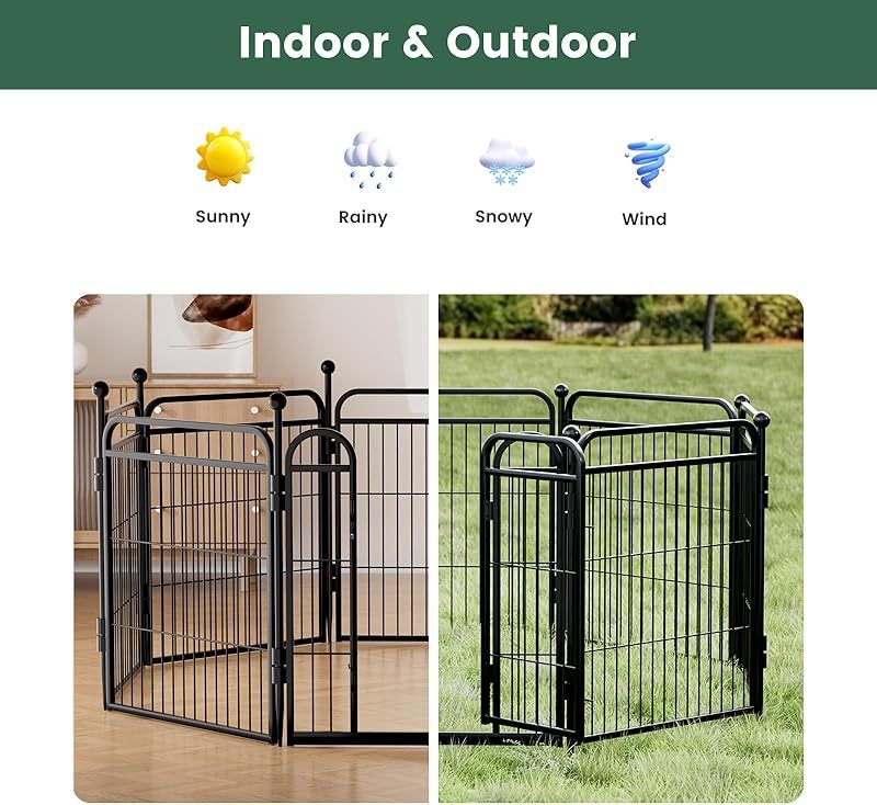 Gardner Pet Dog Fence — Foldable Indoor & Outdoor Playpen for Small & Medium Dogs with Gravity Automatic Lock
