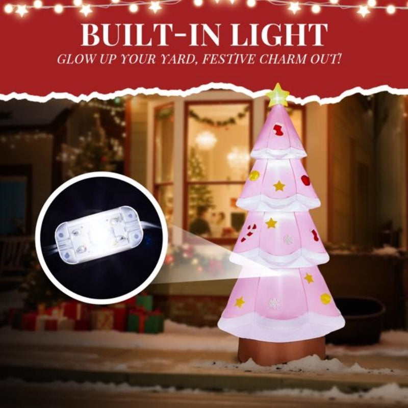 7.2FT Lighted Pink Inflatable Christmas Tree