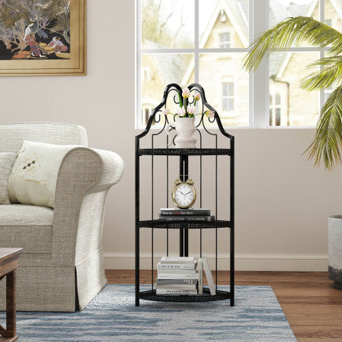 3-Tier Corner Open Shelf, Bookcase Freestanding Shelving Unit