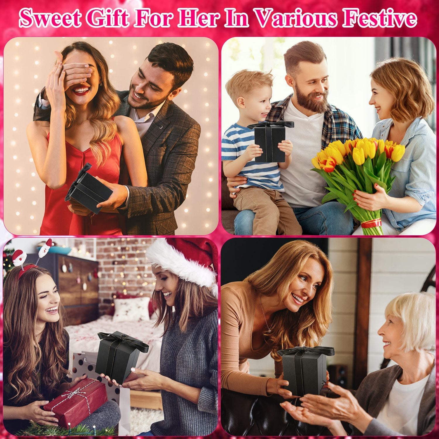 Coocosh Rose Heart Necklace with genuine preserved rose in a vibrant hue, complemented by warm white lights, perfect for creating memorable moments in gifting.