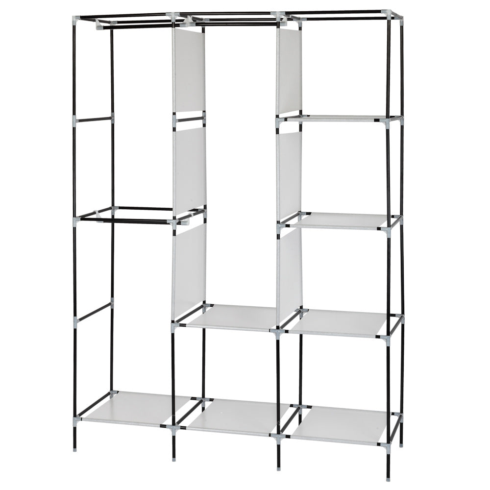 Coocosh Shelving Unit with PE Netting and Fiberglass construction, featuring a modern design in white and black, offering spacious shelving solutions for any room, ideal for organizing your belongings.