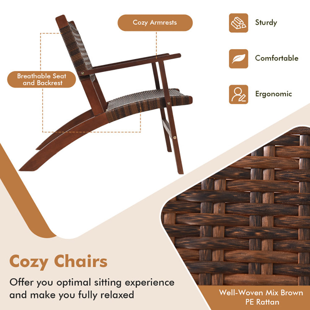 Coocosh three-piece patio furniture consisting of stylish rattan armchairs and a sleek coffee table, made from high-quality materials, excellent for outdoor entertaining.
