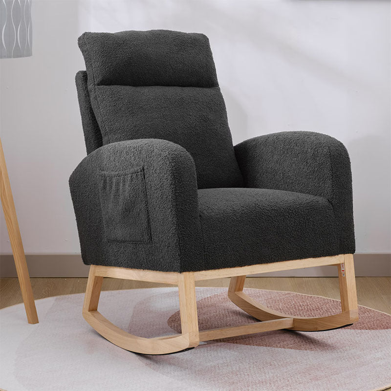 Modern Accent Rocking Chair With Solid Wood Legs — Upholstered Nursery Glider