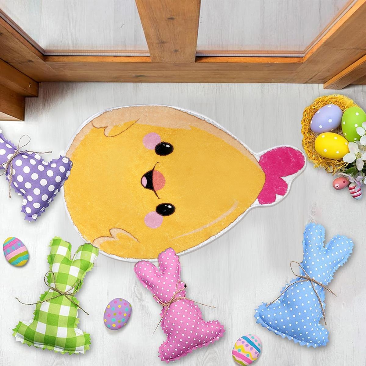 Beisi Easter Chick Doormat — Cute Chick Pattern, Festive Door Mat