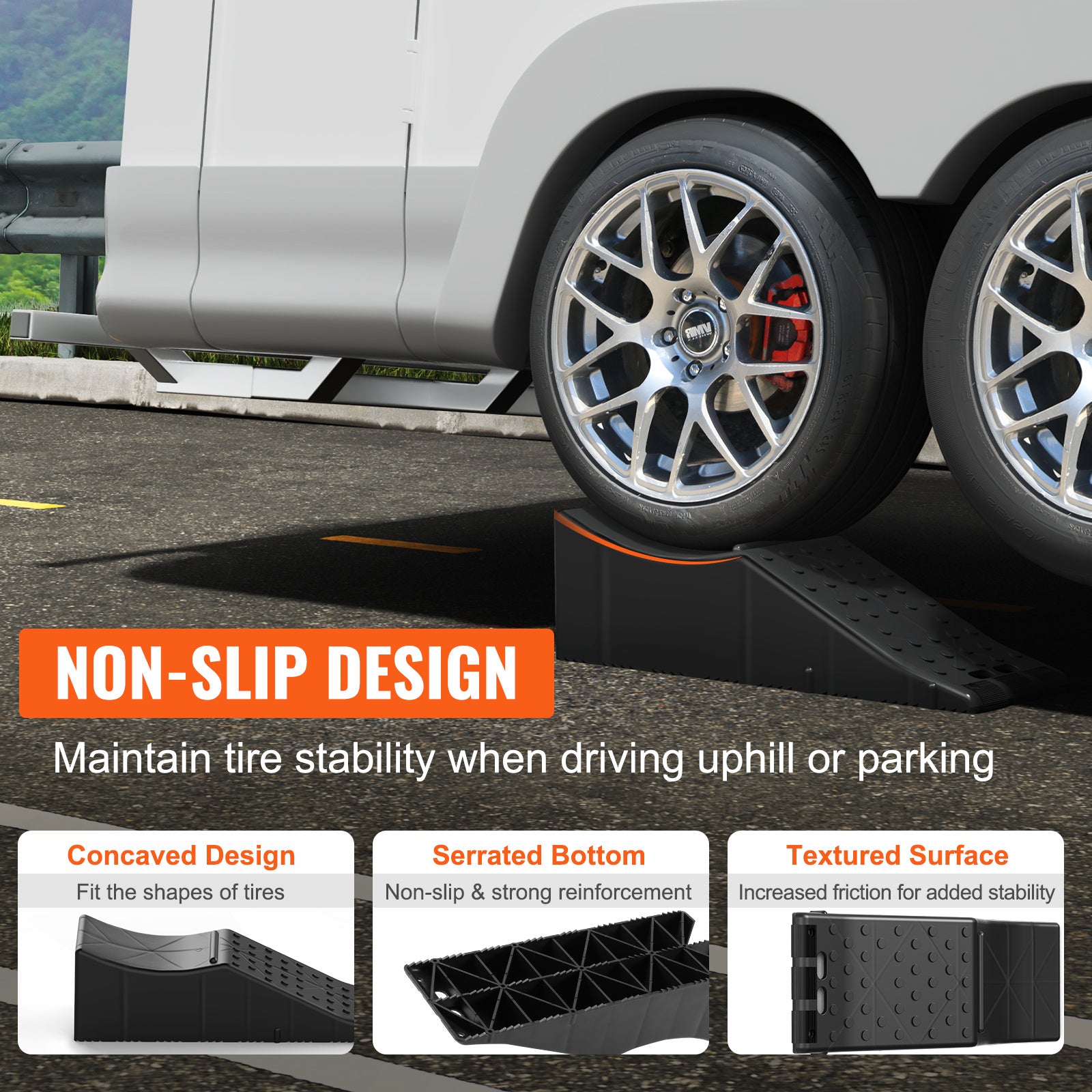 VEVOR Car Service Ramp — 20,000 lbs (10 Ton) Low Profile Plastic Tire Ramp