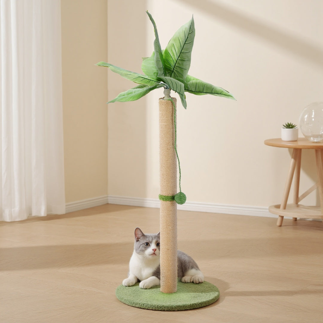 Cat Scratching Post, 33in Tall Scratcher with Dangling Ball for Indoor Cats