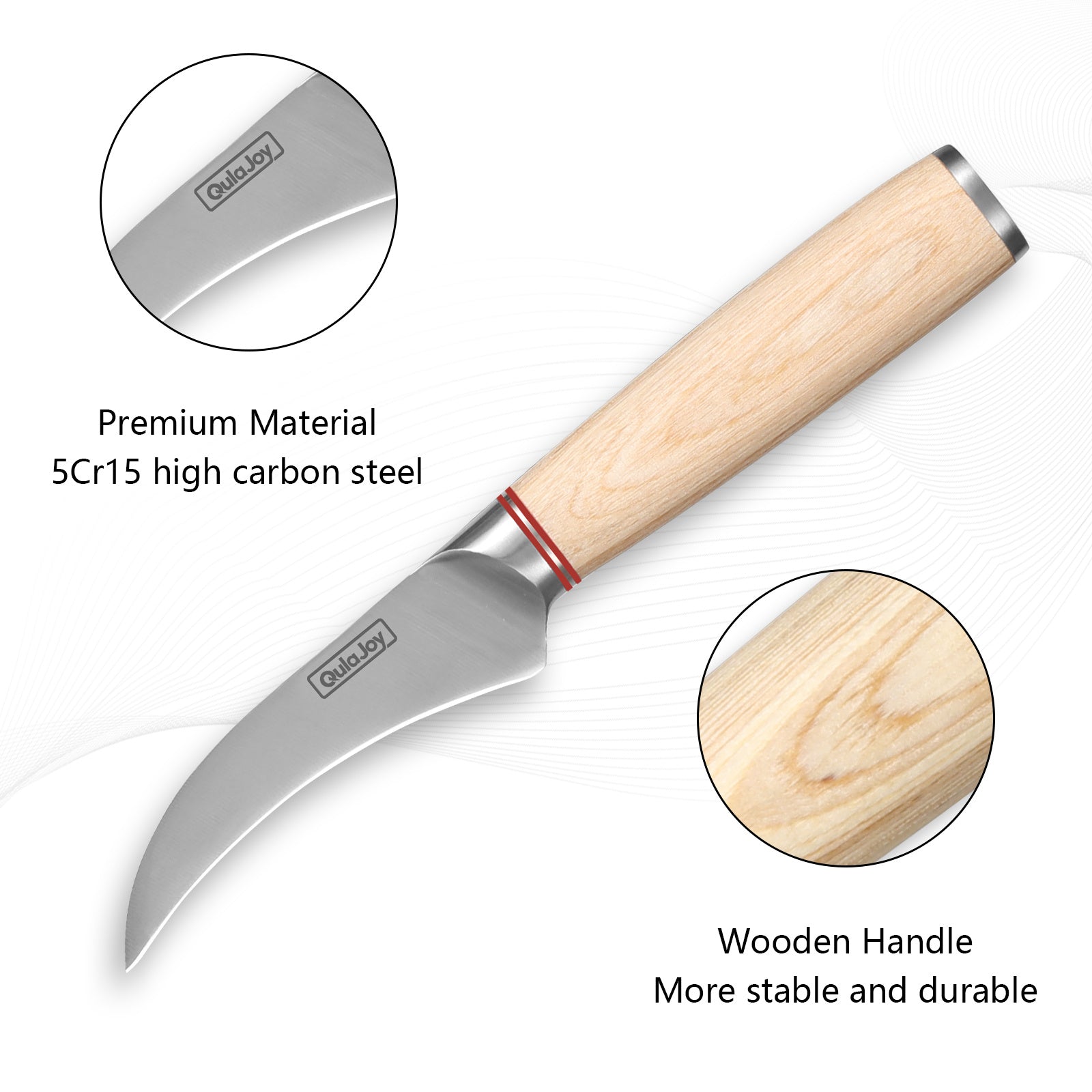 Qulajoy Vegetable Cleaver - Japanese Cleaver Chopping Knife High Carbon Stainless Steel with Wooden Handle (6.5")