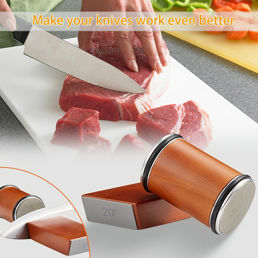 Roller Knife Sharpening Kit with Diamond & Ceramic — Dual-Grind Tumbler Sharpener