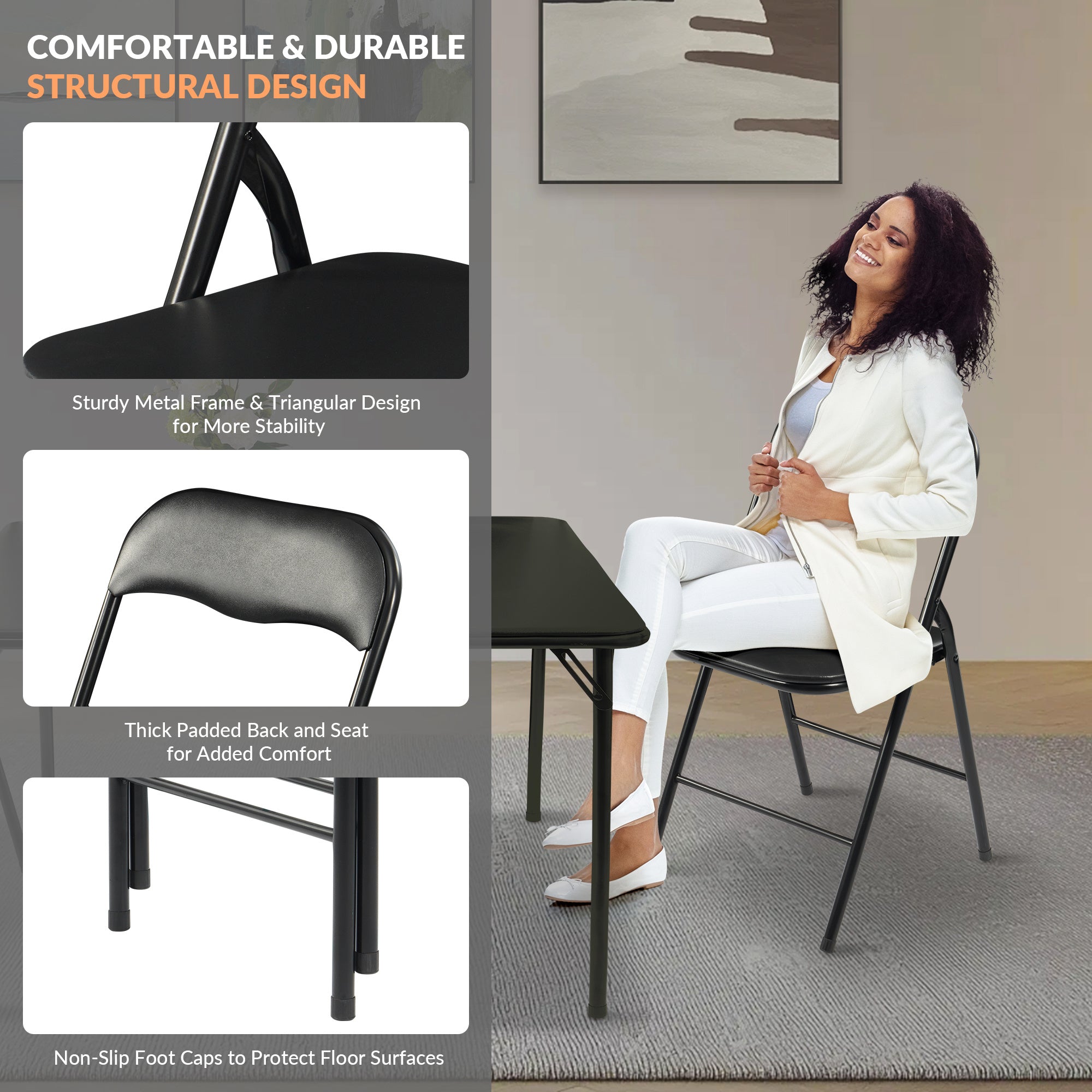 yuting Pack of 2 Kids Folding Chairs — Foam Padded Steel Frame (Green & Red)