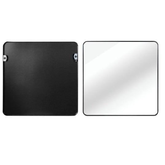 30 in x 30 in Black Metal Framed Square Bathroom Mirror for Wall