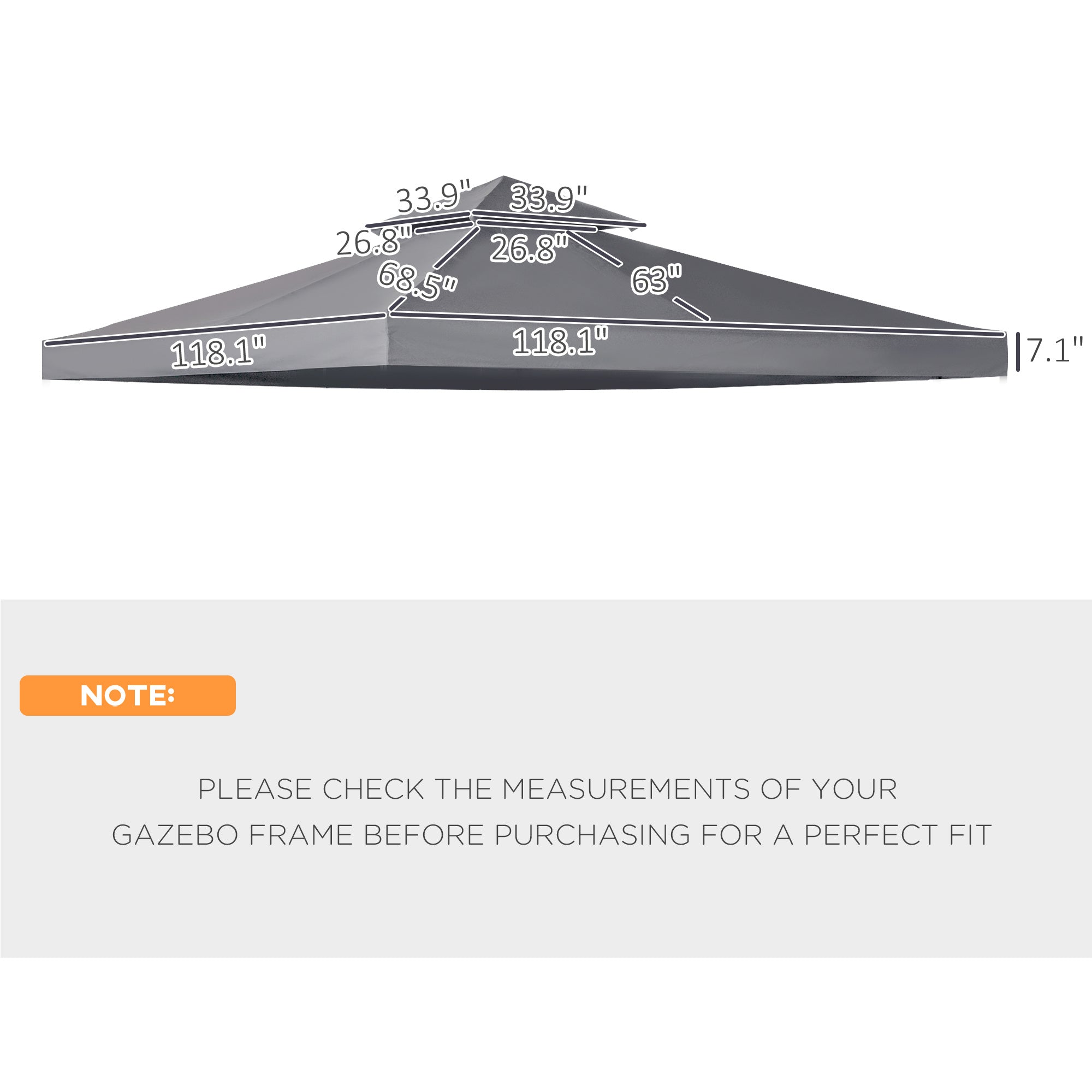 Coocosh gazebo replacement canopy, made from durable polyester, in a sleek dark gray, perfect for enhancing your outdoor patio experiences.
