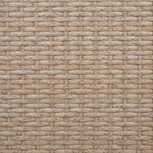 Outdoor Dining Chairs Set of 2 — Light Teak Acacia Frame & Multi Light Brown PE Wicker