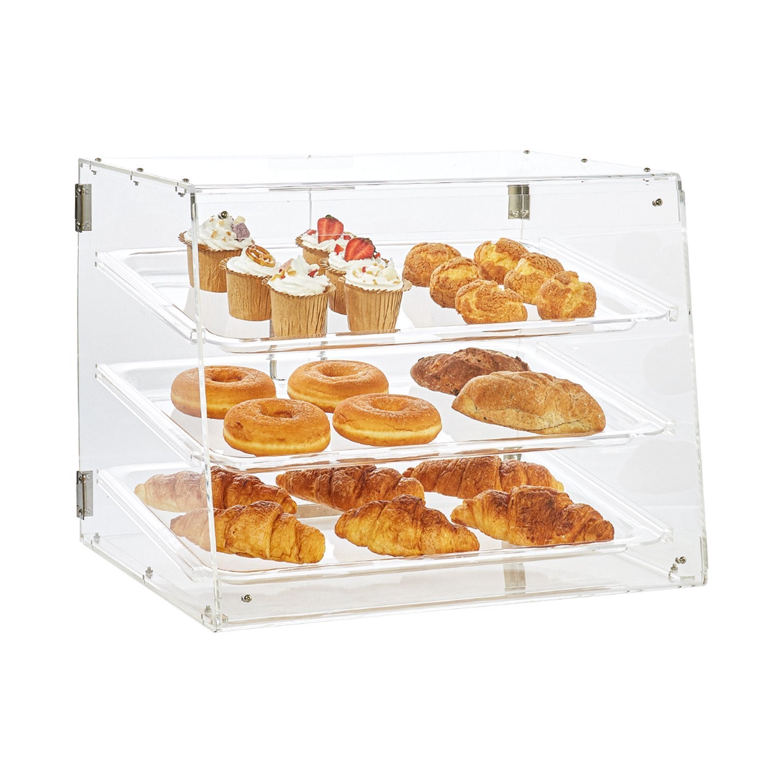 VEVOR Pastry Display Case, 3-Tier Commercial Countertop Bakery Display Case, Acrylic Display Box With Rear Door Access Removable Shelves