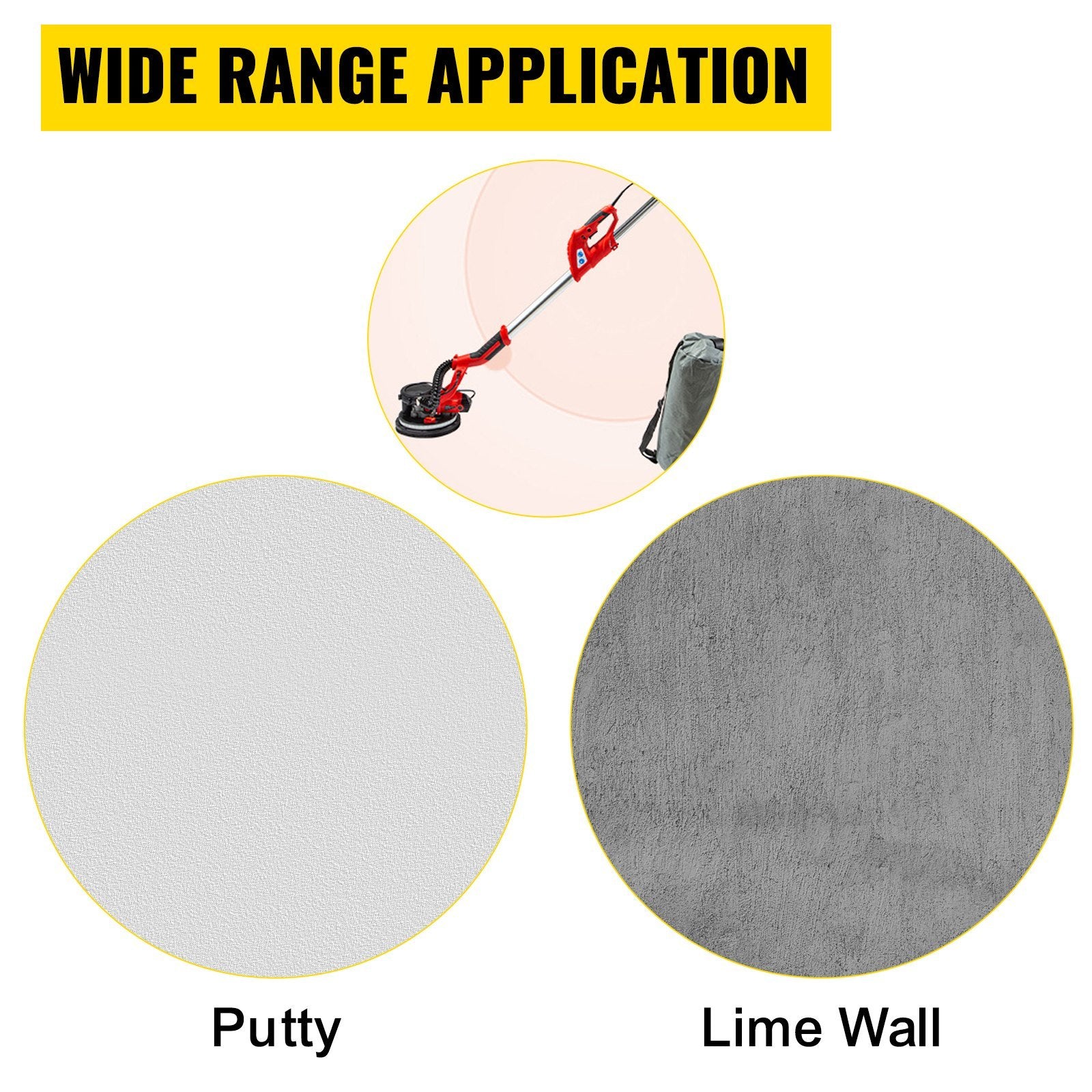 VEVOR Drywall Sander 850W, Variable Speed Electric Sheetrock Sander with Telescopic Handle, LED Light & Dust Bag