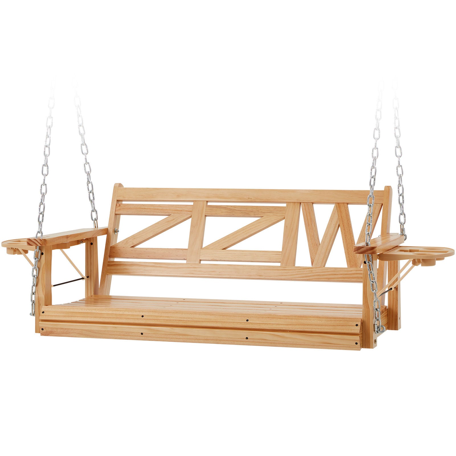 Wooden Outdoor Porch Swing With 2-Seat
