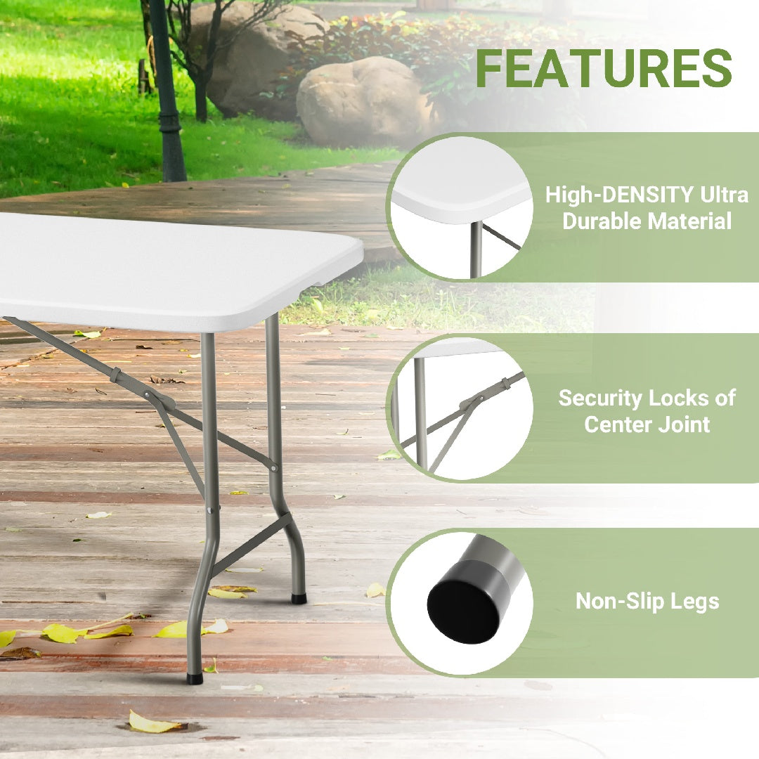 yuting 6ft Heavy Duty Folding Semi-Utility Table – Portable Indoor/Outdoor