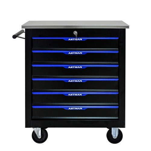 6-Drawer Multifunctional Rolling Tool Cart with Wheels — Black/Blue