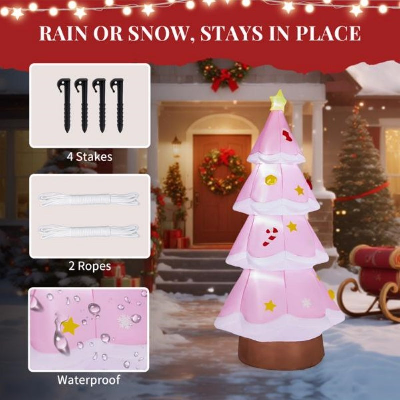 7.2FT Lighted Pink Inflatable Christmas Tree