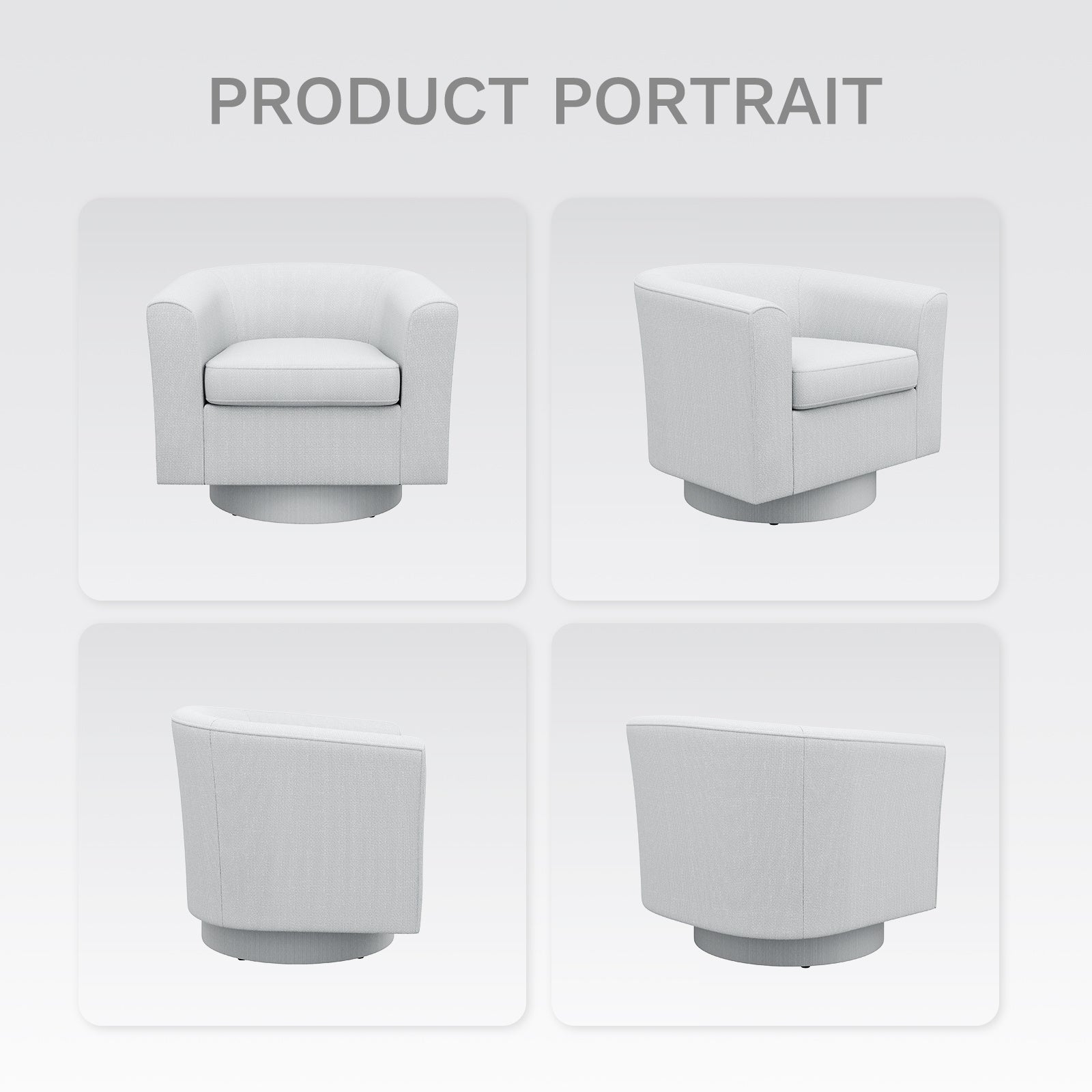 COLAMY Swivel Barrel Accent Chair With Ottoman, Modern Single Sofa, Upholstered Armchair With Storage Space For Home, Beige