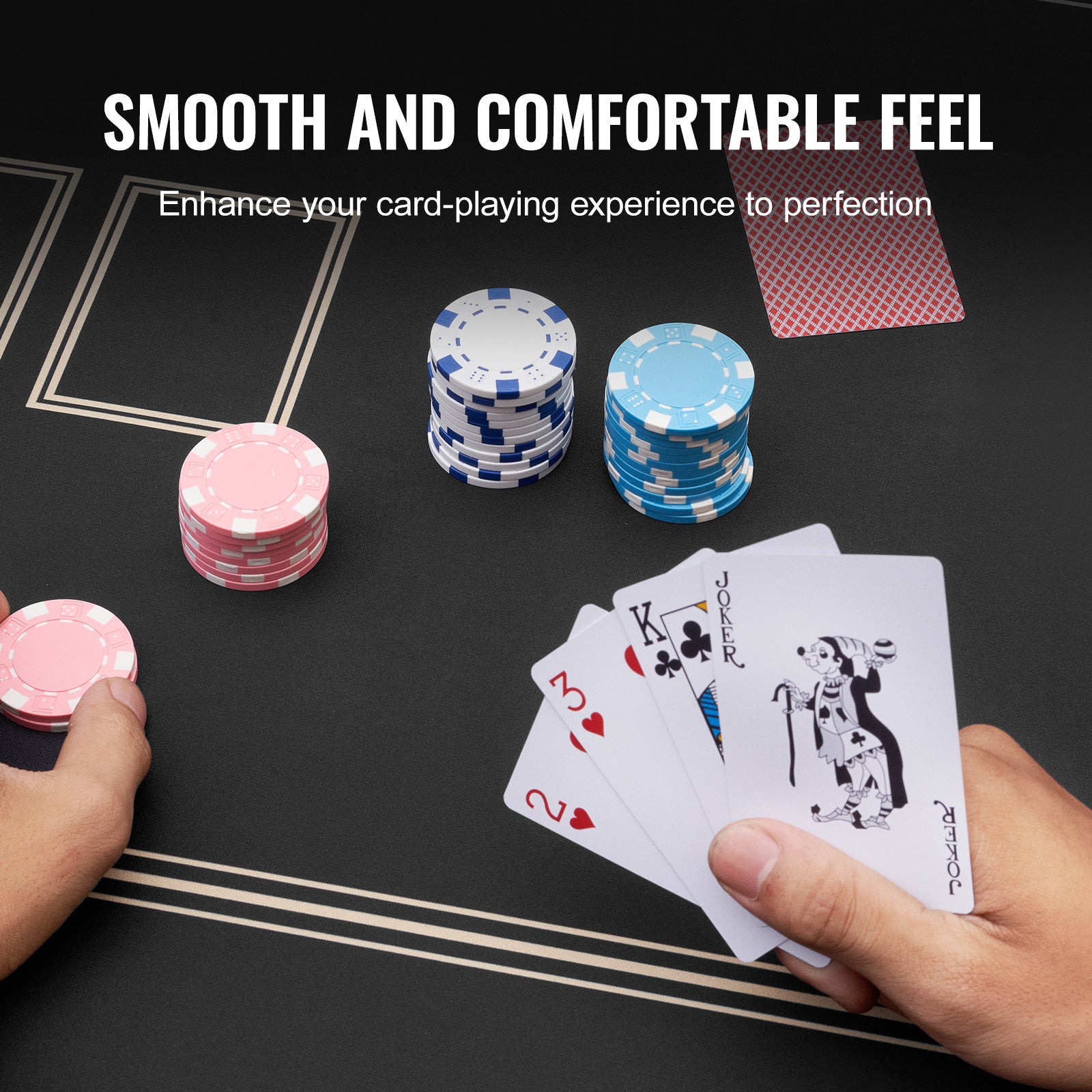 VEVOR Poker Table Top 70 x 35 Inch Foldable Poker Mat with Carrying Bag – Black