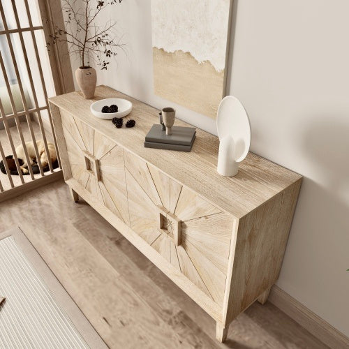 60 Premium Rustic Farmhouse Credenza Sunburst Door - View 6