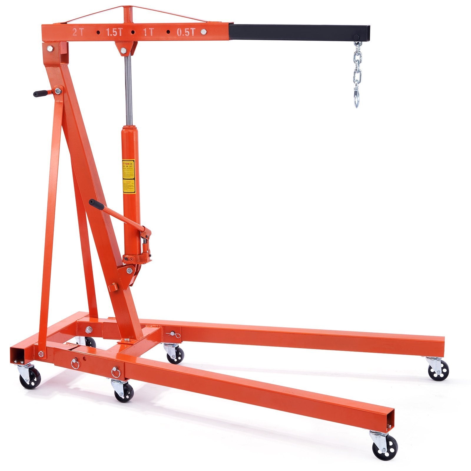 VEVOR Hydraulic Engine Hoist With Lever, 2 Ton (4400 lb) Foldable Cherry Picker Shop Crane